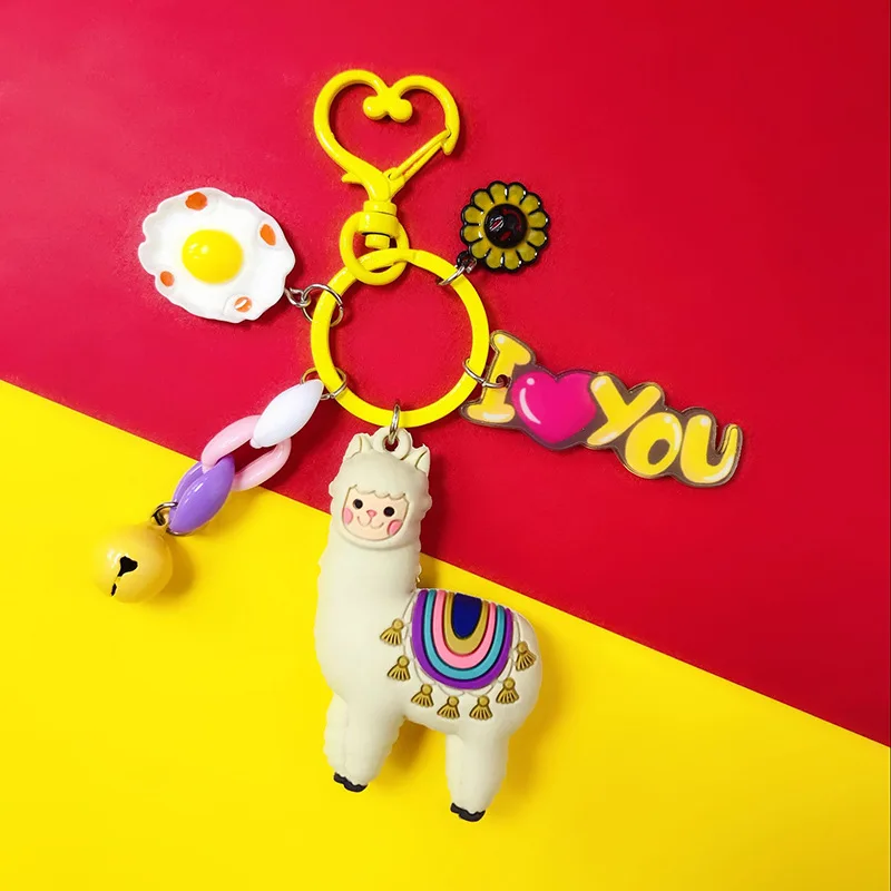 Модный эпоксидный трехмерный милый брелок для ключей из альпаки кукла креативный мультфильм маленький брелок в форме Овцы на сумку кулон ювелирные изделия маленький подарок - Цвет: Синий