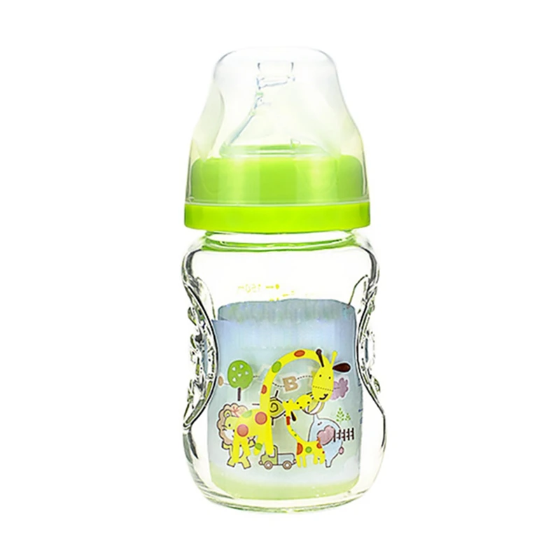 1Pcs Baby Feeding Bottle 150ml large Mouth caliber glass Fruit juice cup bottle Newborn baby supplies silicone teat