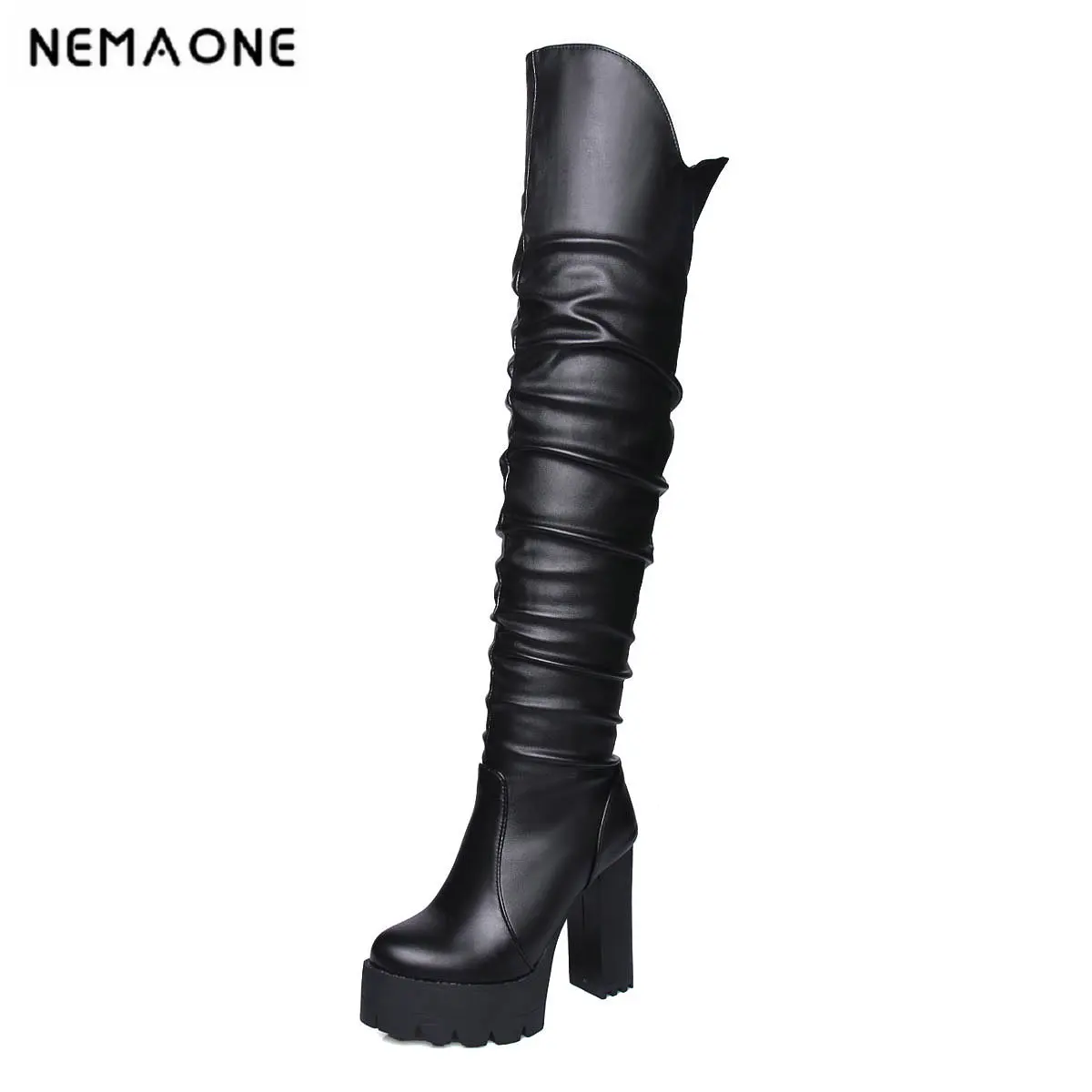 

2019 women over the knee high fashion women boots 11.5cm super high heel women shoes ladies boots it`s black and white