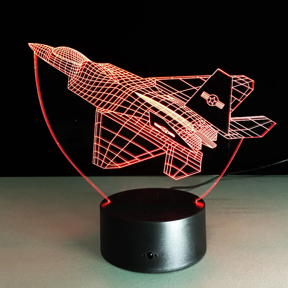  Remote Control Air Plane 3D Light LED Table Lamp Illusion Night Light 7 Colors Changing Mood Lamp 3 - 32833560859