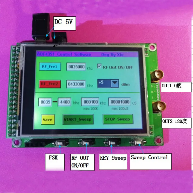 

ADF4351 RF sweep frequency Signal Source Generator Board 35M-4.4G with color STM32 TFT Touch LCD