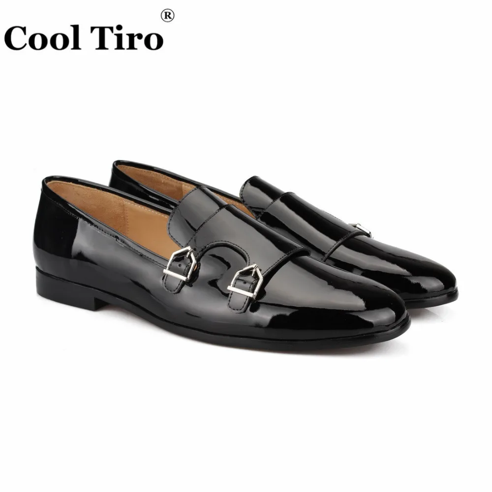 COOL TIRO Genuine Leather Buckle Handcraft Men Black splice shoes ...