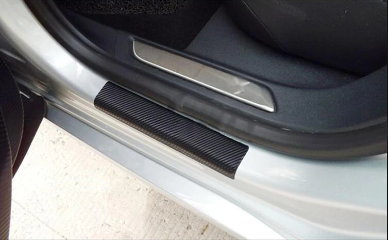 4 шт. черная Автомобильная дверная пластина наклейка s углеродное волокно вид автомобиля Наклейка подоконник прикрытие потертостей против царапин наклейка универсальный, для всех автомобилей