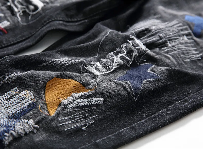 2019 мужские Новые Брюки Топ уличная мода мужские джинсы свободный крой черные шаровары c принтом цвет хип-хоп джинсы для джинсов, черные