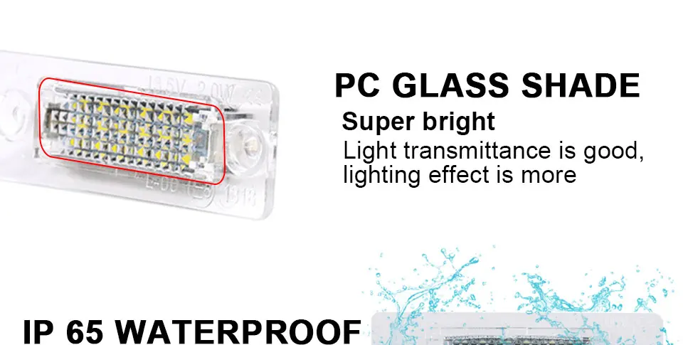 Error Free 18 LEDs 2835 SMD Car Led License Plate Lights Lamp 6500K 12V for VW Passat B5 Caddy T5 JettaSyncro MK5 Auto Stylings (7)