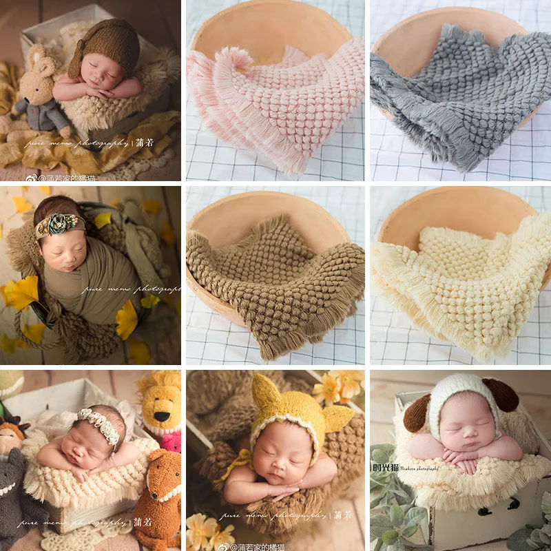 

Newborn Photography Blanket Woven Pineapple Flokati Newborn Baby Photo Props Studio Baby Padding blanket Fotografia Accessories