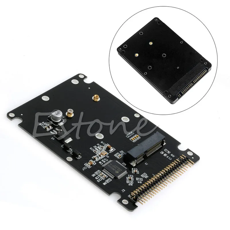 tablet-OOTDTY New mSATA to 2.5 44PIN IDE HDD SSD mSATA to PATA Converter Adapter Card + Case-sata to usb