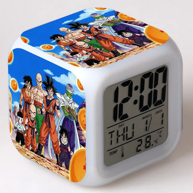 Best Price Dragon Ball Super Japanese TV Figma 7 Color Flash Changing Touch Light Alarm Clock Son Goku Anime Figurines Toys for Children