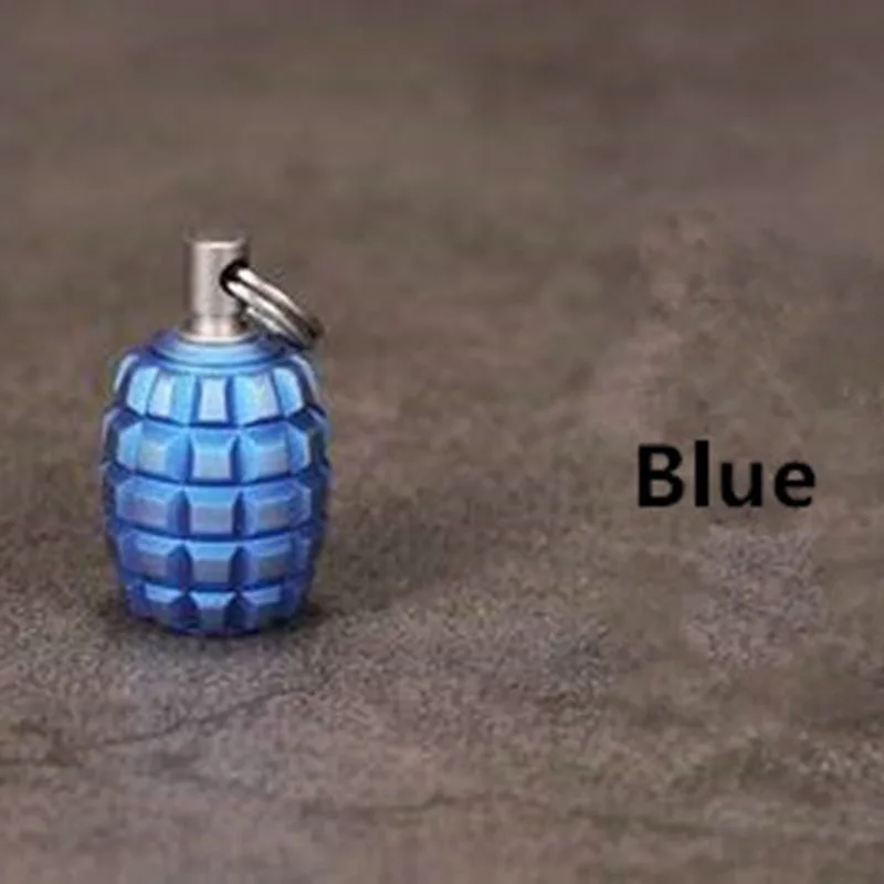1PC Mini Grenade Shape Titanium Alloy Knife Beads Lanyard Pendant With Toothpick Fingertip Toys Begleri EDC Multi-tool Pendant - Цвет: Синий