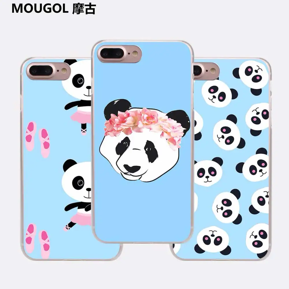 MOUGOL Lucu Kartun Hewan Panda Desain Transparan Kasus Hard Cover