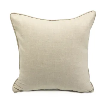 

Free Shipping linen-like Cushion cover Solid Plain Beige Contemporary Faux Linen Polyester Pillow case Square Pipping 45 x 45 cm