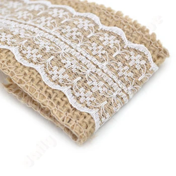 

6cm*2Roll/lot Rustic Wedding Beige Lace Natural Jute Fabric Burlap Ribbon Hessian Linen Roll Gift Wrapping Rural Linen Ribbon