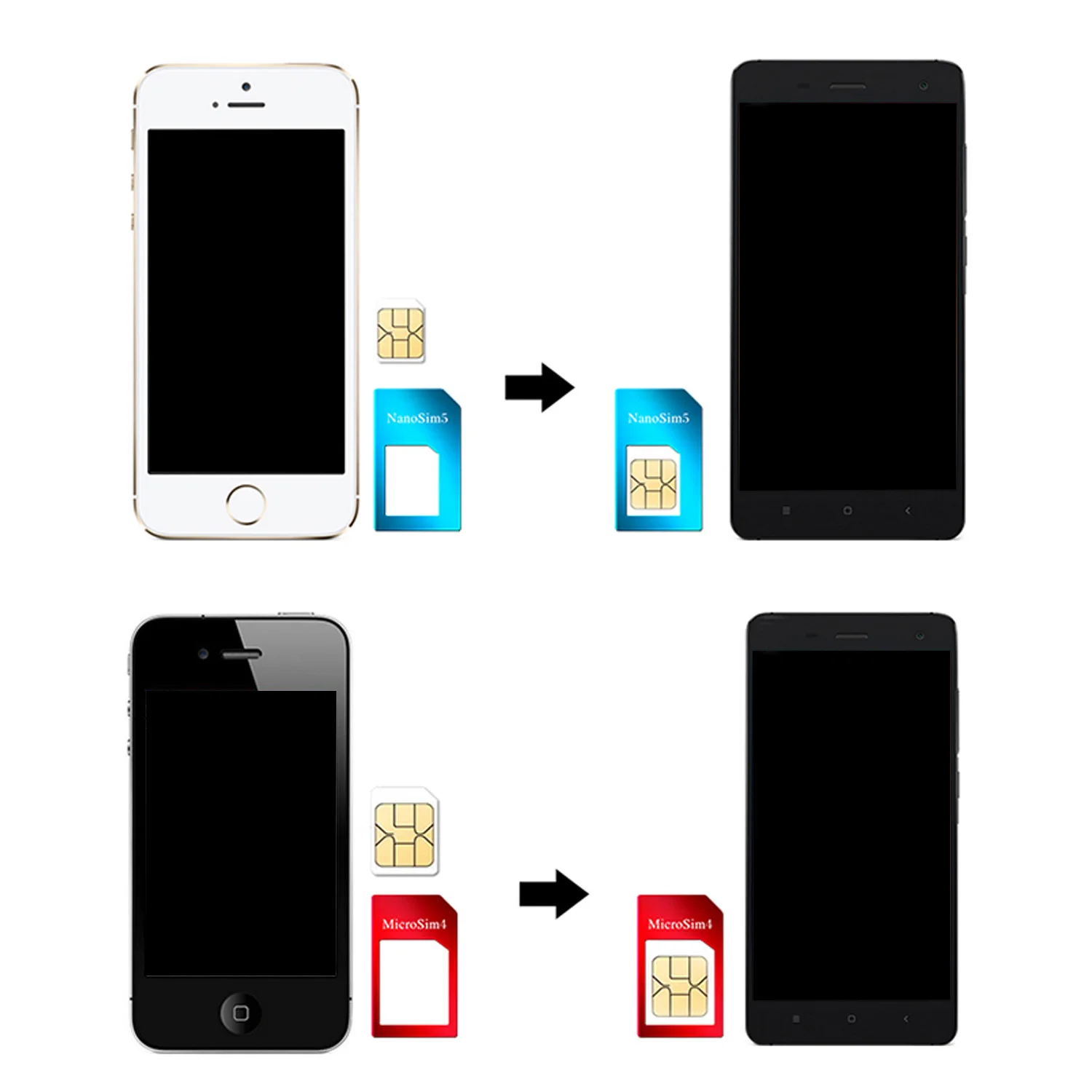 Besegad 5 комплектов в 1 Nano Micro нормальный набор адаптеров для sim карты конвертер с