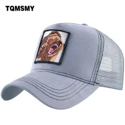 TQMSMY летние сетчатые хлопковые Бейсбол Кепки Для мужчин Повседневное Snapback шляпа для Для женщин ожесточенные медведь вышивка дышащий Trucker