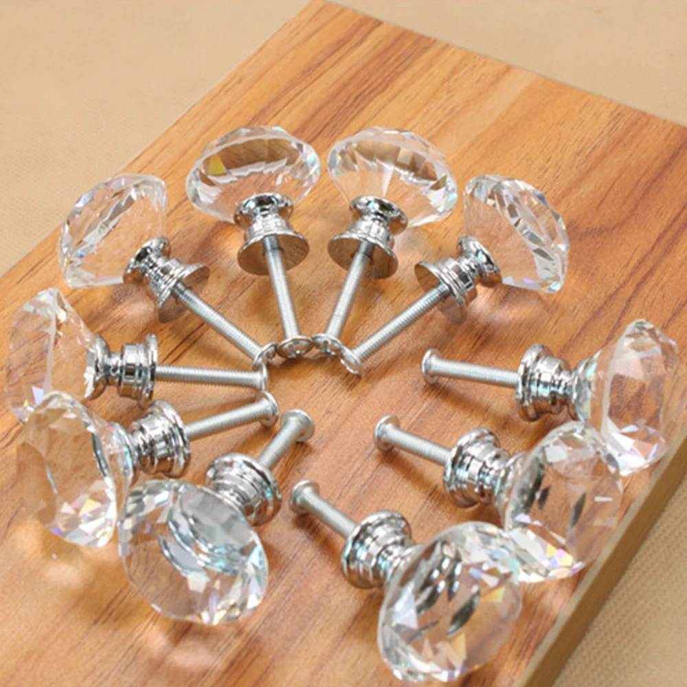 Buy 20 40mm Diamond Shape Design Crystal Glass Knobs