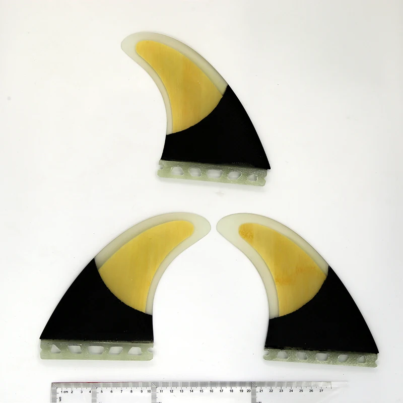 

Bamboo veneer and Carbon Fiber Future G7 Surfboard Fins - Tri Fin Thruster Set Future Large Size Future fins shortboard