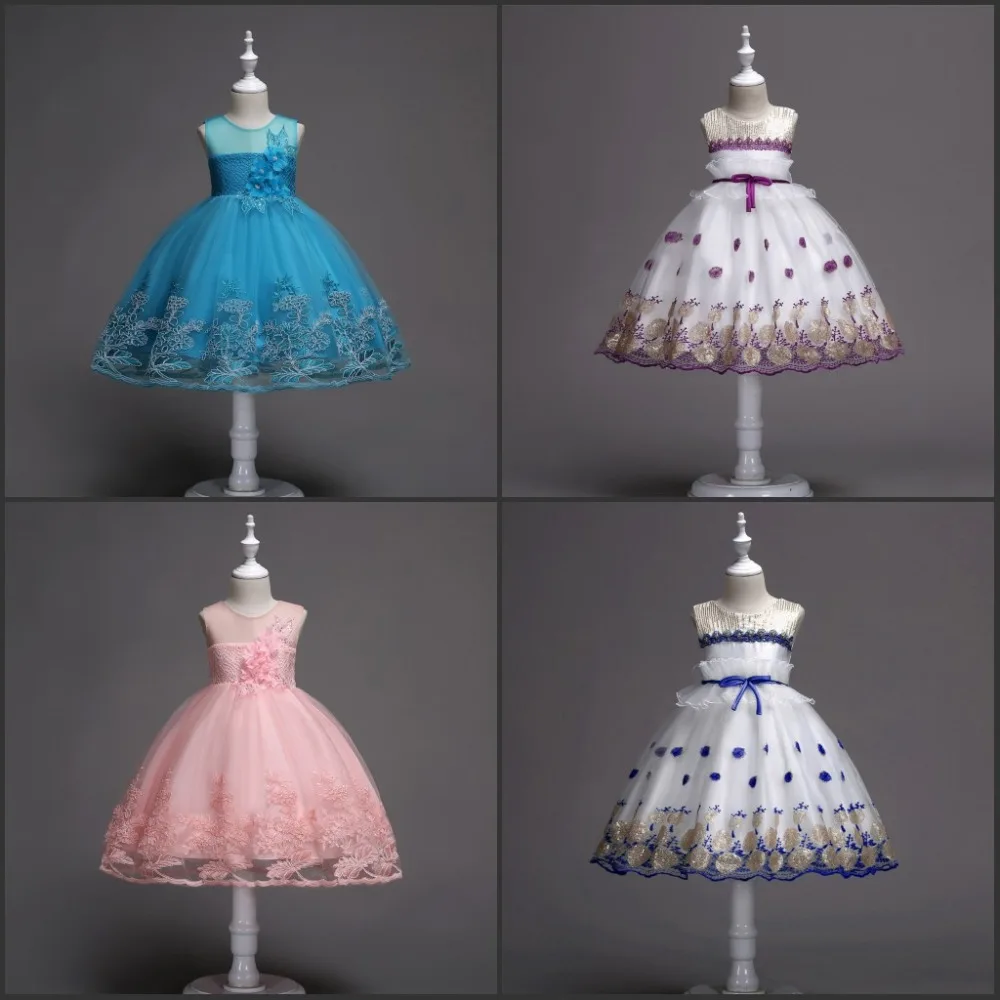

Flower Girls Dress Children Sleeveless Princess Party Dress Summer Wedding Ball Gown Baby Girls Cloting For Kids 2 4 8 10 12Yrs