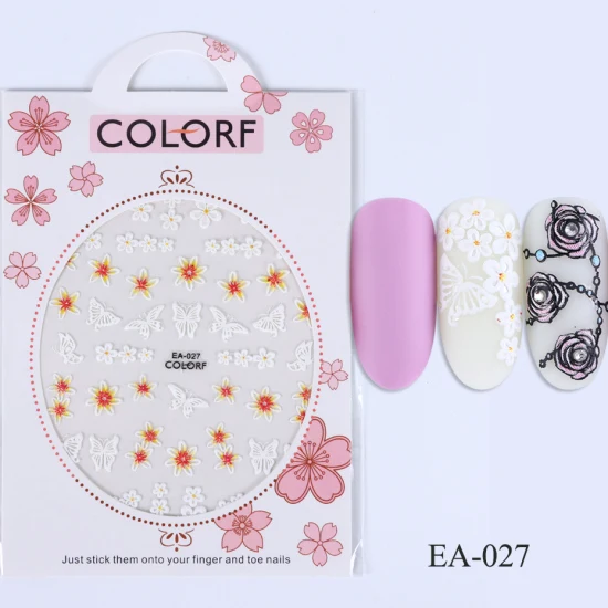 1 шт. тисненые цветы наклейки для ногтей 3D клейкие Наклейки фрукты дизайны с гравировкой слайдеры Фольга для ногтей украшения кончик TREA002-035 - Цвет: EA027