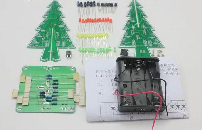 Трехмерный 3D Рождественская елка светодиодный DIY комплект красный/зеленый/желтый светодиодный флэш-схема Комплект Электронный набор для развлечения
