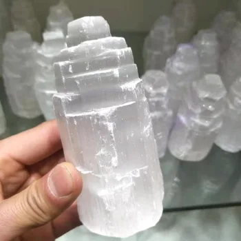 

10cm SELENITE White Gypsum Skyscraper Castle Towers Gypsum Crystal Point Free shipping