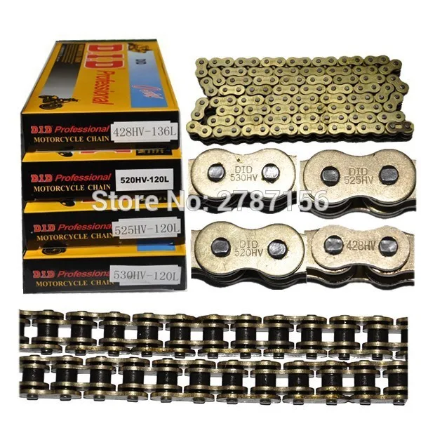 DID 428 V chain X 136 звенья Высококачественная Золотая цепь для мотоцикла/мотокросса
