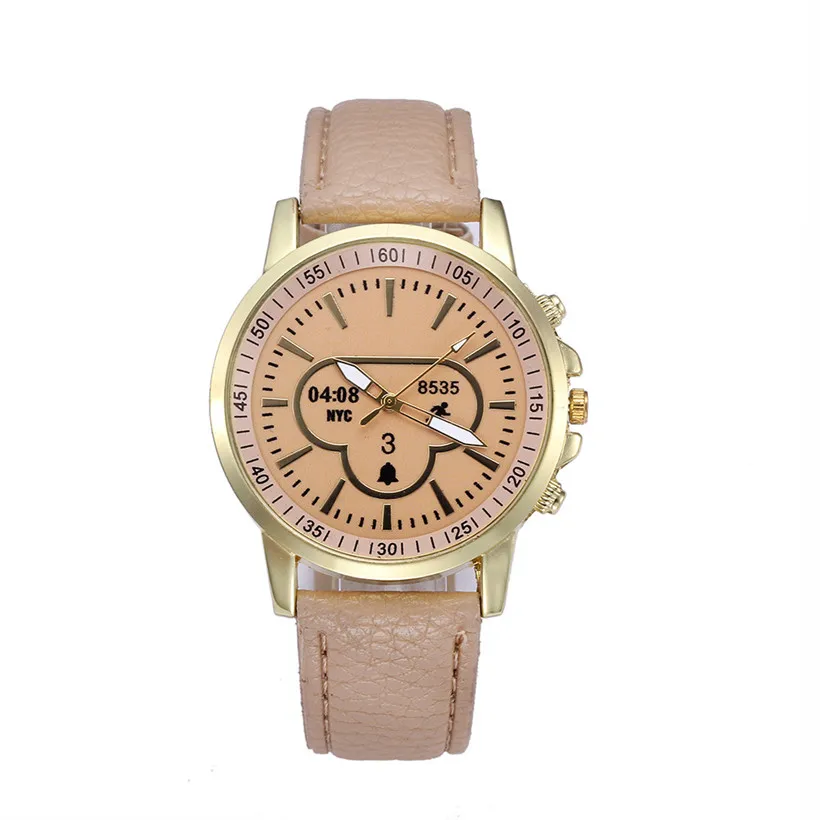 Female Models Fashion Women Retro Digital Dial Leather Band Quartz