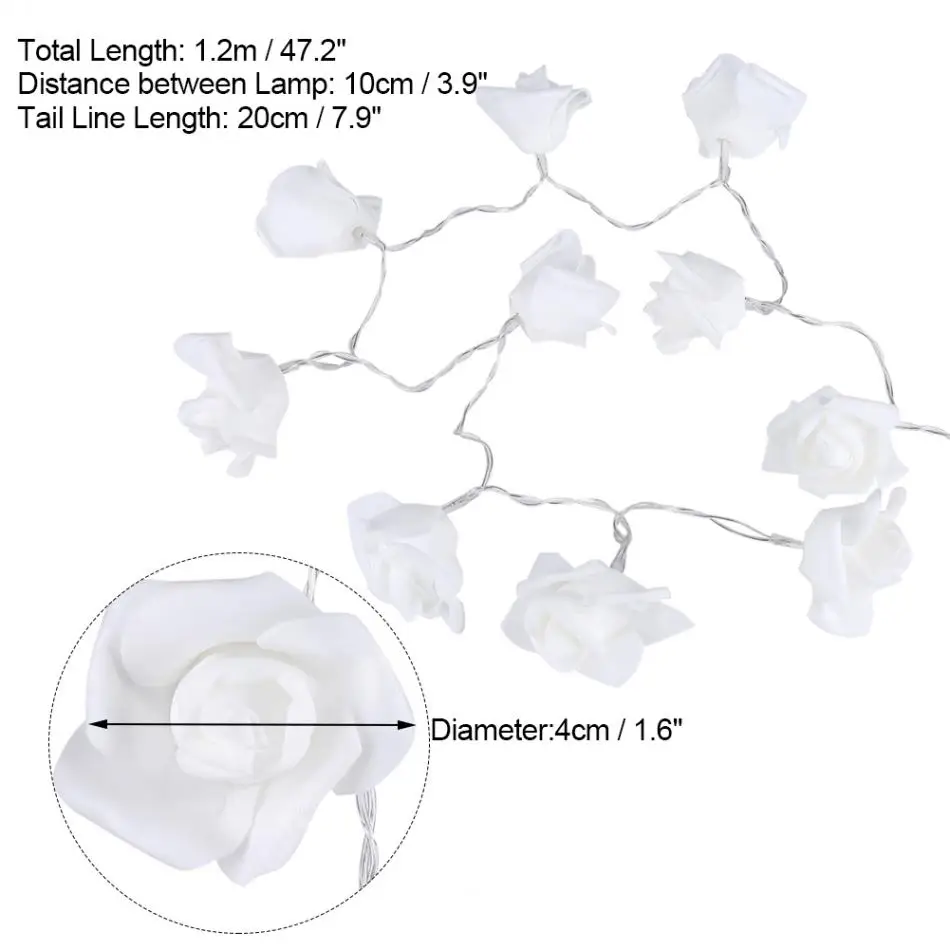 120 см 10 светодиодный s Роза светящаяся гирлянда в виде цветов Праздничная Фея свет Рождественская вечеринка свадебное украшение люсис