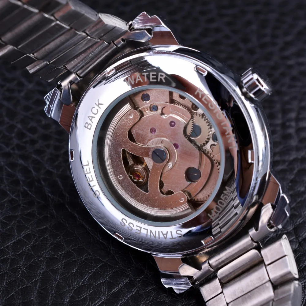 Winner Blue Ocean модные повседневные Дизайнерские мужские часы со скелетом из нержавеющей стали мужские часы Лидирующий бренд Роскошные автоматические часы