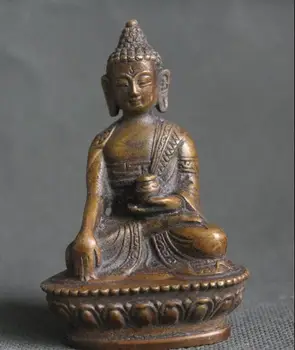 

Old Tibetan Copper Purple Bronze Seat Shakyamuni Amitabha Buddha Rulai Statue