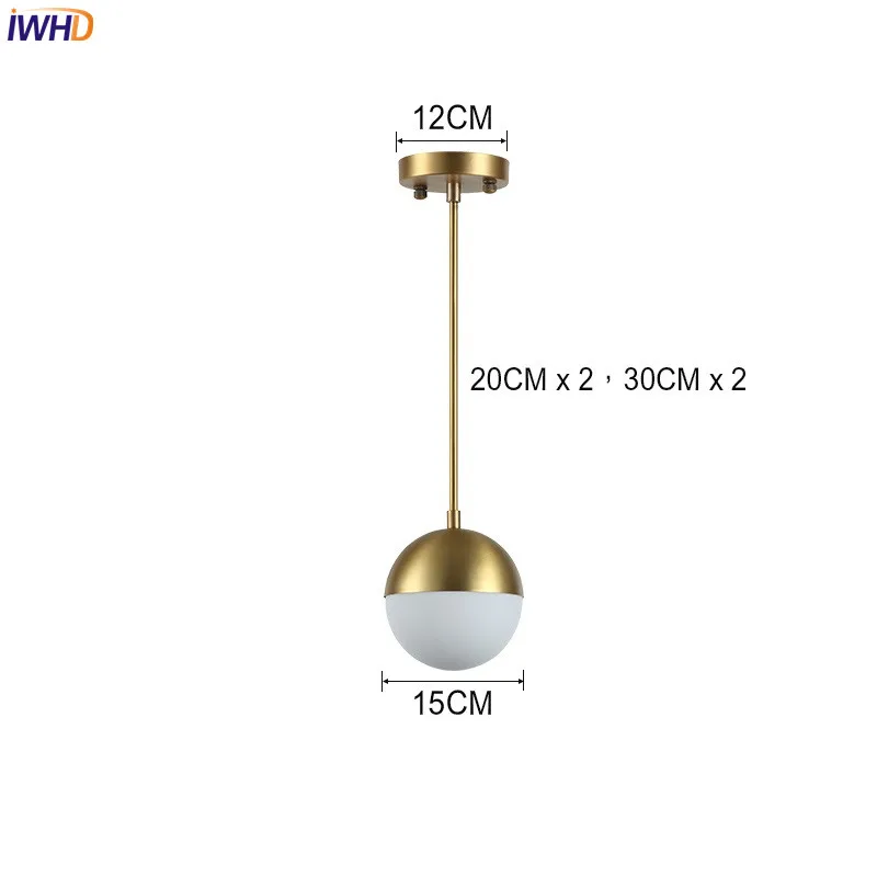 IWHD латунный стеклянный шар светодиодный подвесной светильник s светильники для столовой скандинавские простые современные подвесные лампы подвесной светильник Lampara Colgante
