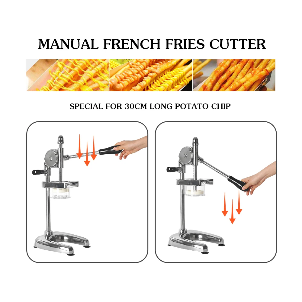 GZZT Aliminum Alloy Manual Potato Ships Squeezer French Fries Cutters Machine Fried Potato Chip Squeezers Long 30cm Easy Clean