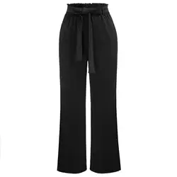 Новый Дамский модный ремень Украшенные широкие эластичные повседневные брюки Брюки с карманами