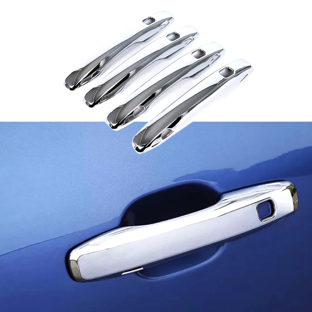 

JEAZEA 4Pcs New Chrome Car Door Handle Decorative Sequins Protective Cover Trim For Volvo XC60 XC 60 2018 2019
