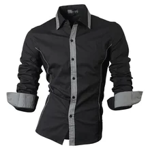 Весна осень особенности рубашки мужские повседневные джинсы рубашка новое поступление с длинным рукавом Повседневные облегающие мужские рубашки 8015