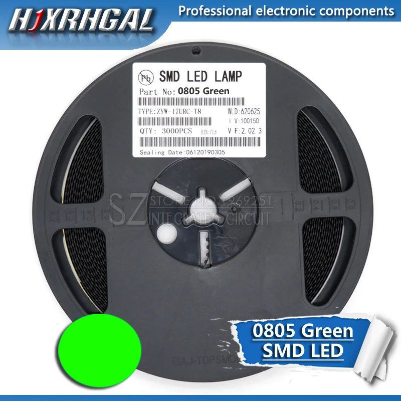 1 Катушка 3000 шт. зеленые светодиодные диоды 0805 SMD новые и оригинальные hjxrhgal |