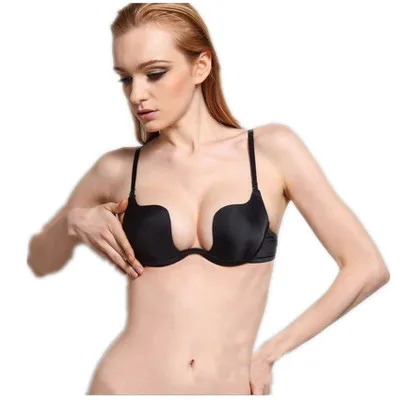 

Sexy Women Deep U Low Cut Push Up Bra Top Design Invisible Convertible Bra Match For Backless Cloth Brassiere