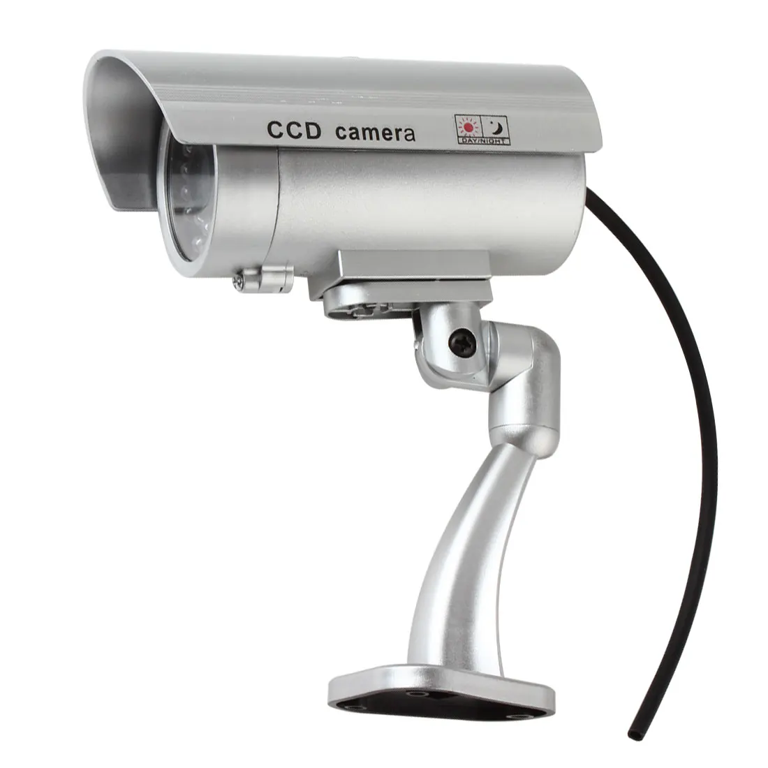 Blinking red LED Silver Waterproof CCTV False Emulational Outdoor Fake