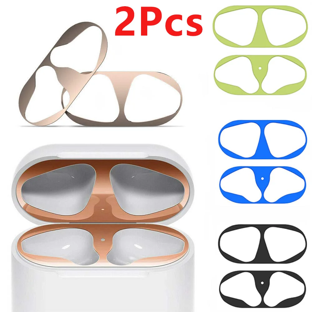 

2Pcs/lot Metal For AirPods Protector Dust-proof Dust Guard Sticker for Apple AirPods Case Cover Sticker Skin Protector