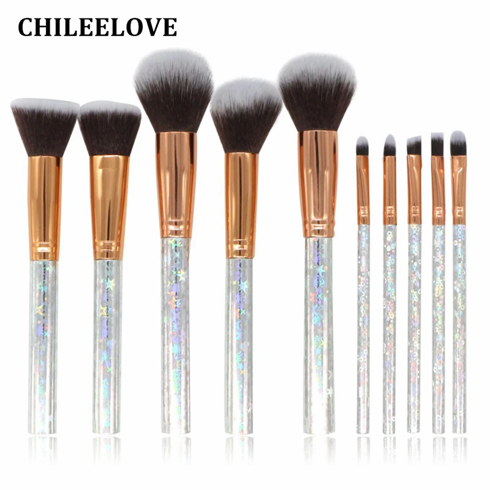 CHILEELOVE 10 Pcs Marble Stripe Pro Makeup Brushes Kit For Blush Bulk