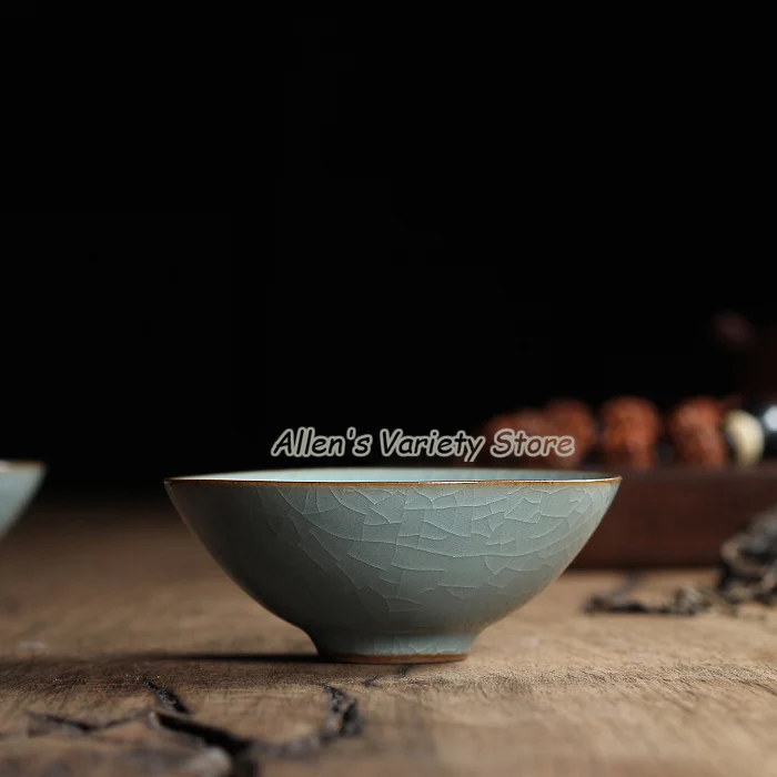 

1PC Porcelain cup Chinese Longquan Celadon Teacups Bowl China Celadon Crackle Teacup coffee cups Golden Fish teaset tea set sets