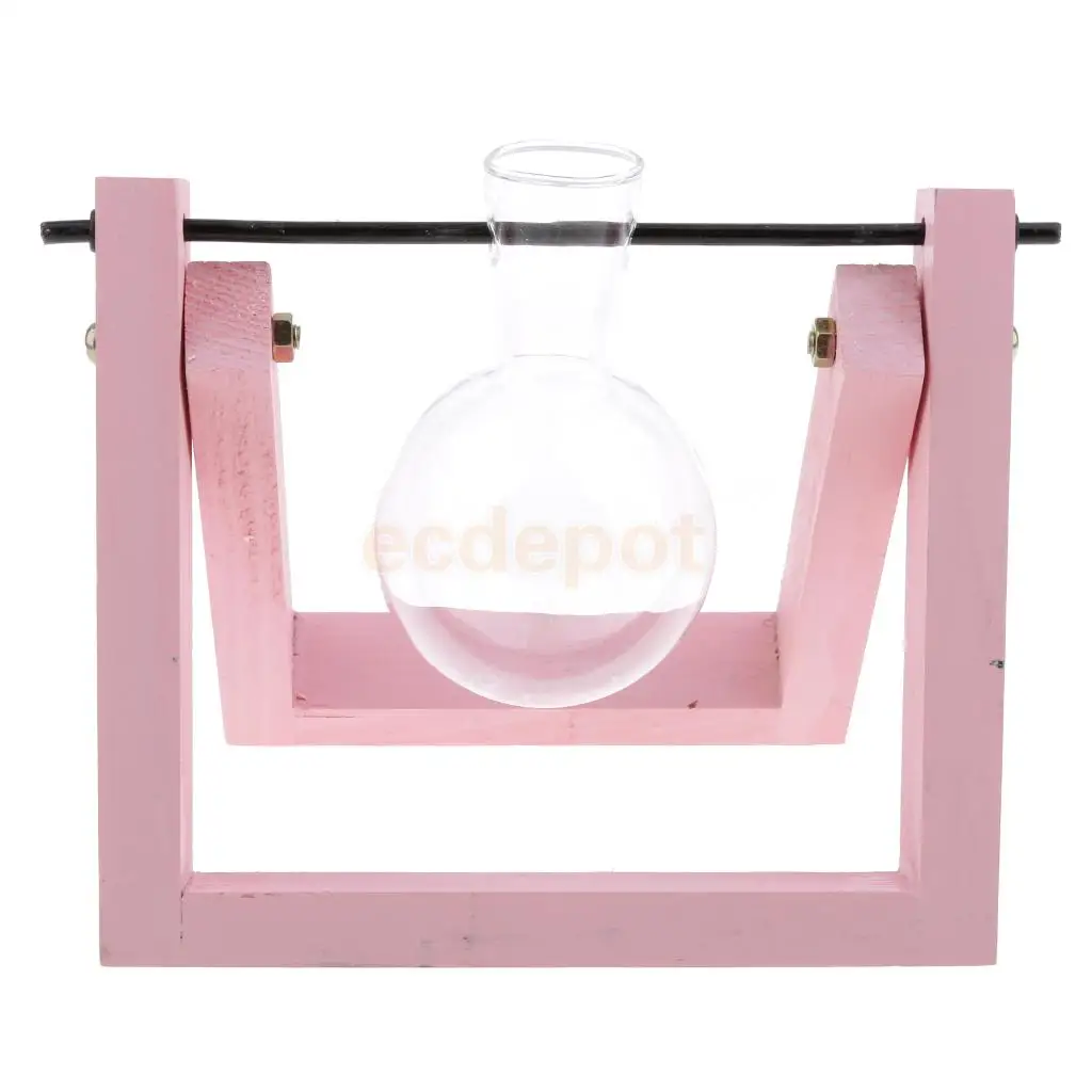 Rustic Wedding Decor Hanging Glass Flower Vase Hydroponic Bottle Container With Wood Tray