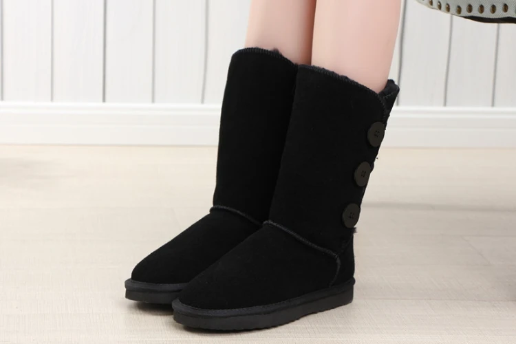 Boutons Botas Cheunts pink rose black chotocate Femmes Plate 2018 navy Chaussures Botki Bottine Green Femme Hiver Red wine Neige red Cheville Bottes Boot Feminina forme Damskie sand purple Soild Botines grey light SUMLqGzVp