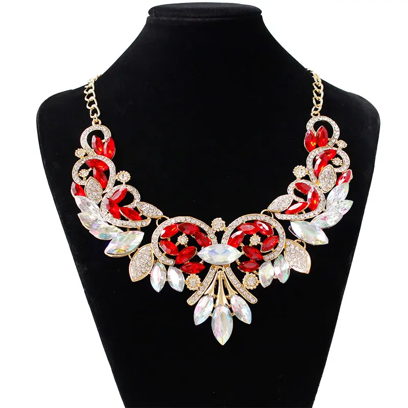 Новая мода Элегантное ожерелье-чокер для девочек 5 разных цветов Броское ожерелье из полимера для женщин - Окраска металла: Red