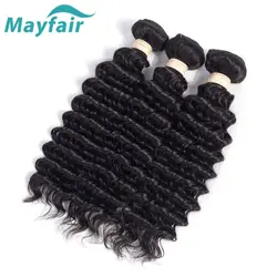 Mayfair волос глубокая волна 3 Связки Малайзии пучки волос плетение человеческие волосы глубоко переплетения Волосы Remy расширение