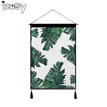 

Icosy Tropical Green Leaves Print Wall Tapestry Living Room Background Hanging Tapestry Home Office Wall Decor Drop Shipping
