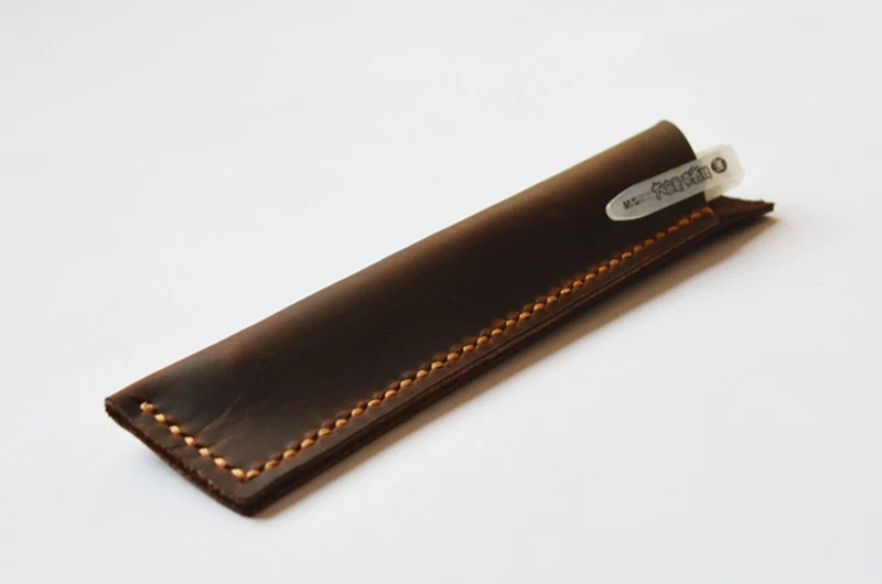1PCS Handmade Genuine Leather Pen Bag Cowhide Pencil Bag Vintage Retro Style Accessories For School And Office