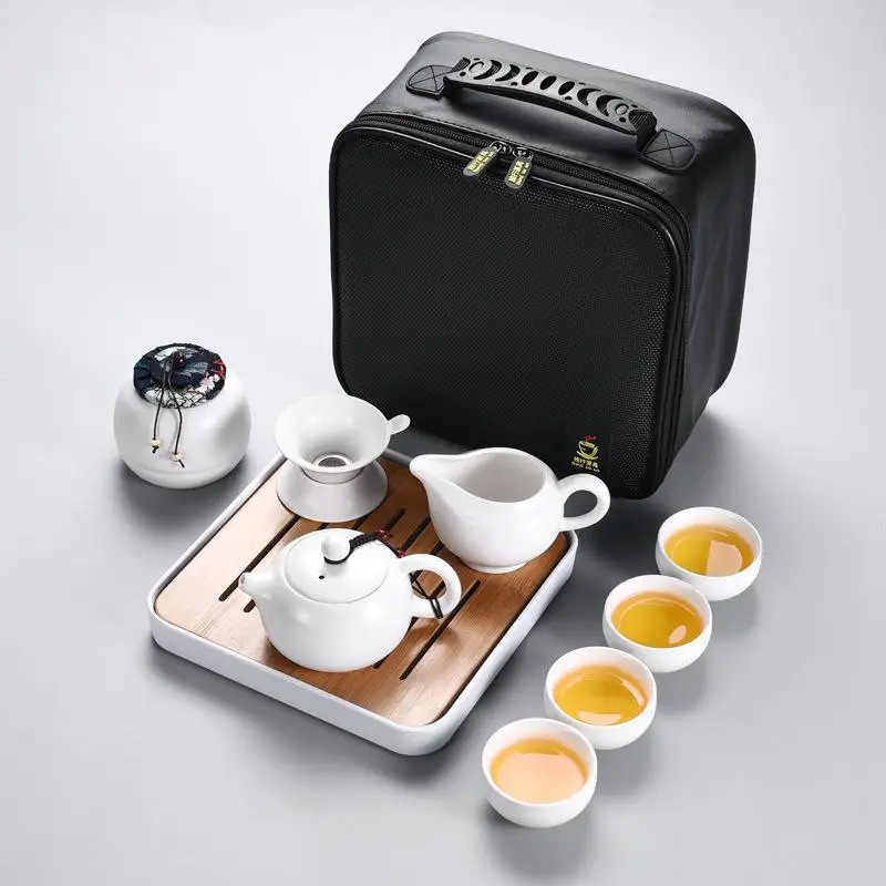 

10pcs Kung Fu Tea Set Beautiful And Easy Teapot Kettle Chinese Travel Ceramic Portable Teaset Ceramic Tray Coffee Cup Gaiwan