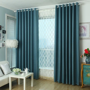 

Solid Color Small Square Plain Linen Blackout curtain for Living Room Window Modern Style Curtains Custom Made