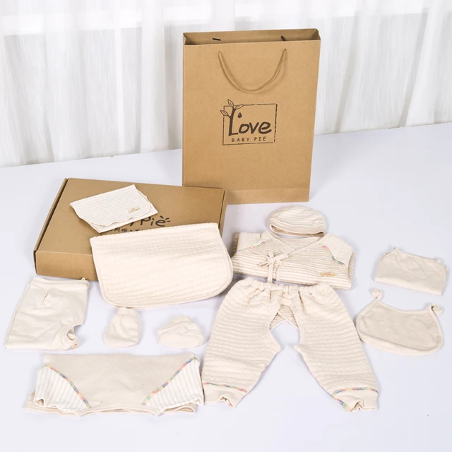 100 Gots Organic Cotton Nine Pieces Sets Of Baby Clothing Gift Box