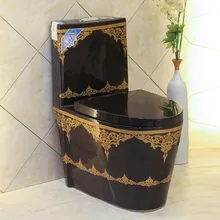 Художественный сифон для туалетной воды, фарфоровое сидение для керамического туалета, черный с золотым узором